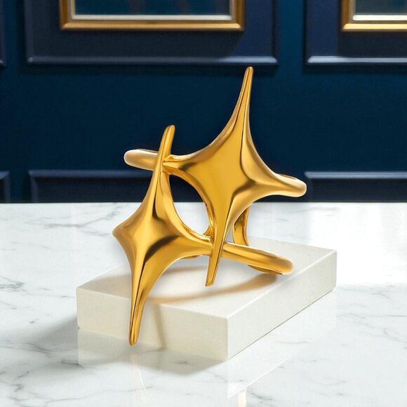 🆕 Celestial Starburst 18K Gold Plated Adjustable Ring | Sculptural | Futuristic - Picture 8 of 12